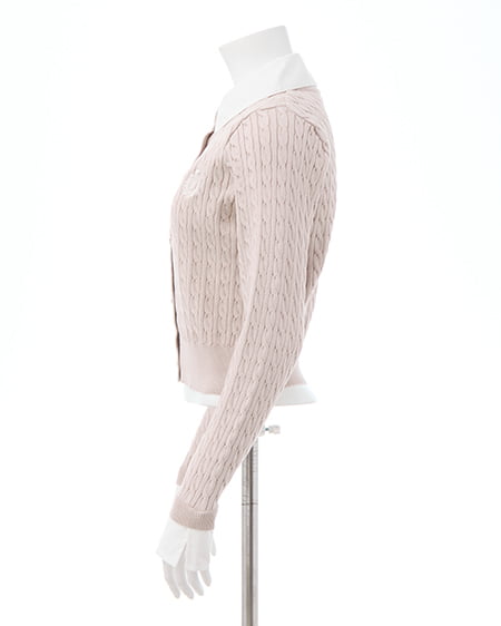 INGNI（イング） シャツレイヤード風ケーブルニット ﾋﾟﾝｸ/ｵﾌﾎﾜｲﾄ