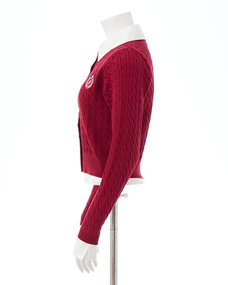 INGNI（イング） シャツレイヤード風ケーブルニット ｱｶ/ｵﾌﾎﾜｲﾄ