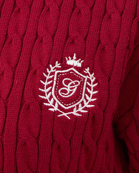 INGNI（イング） シャツレイヤード風ケーブルニット ｱｶ/ｵﾌﾎﾜｲﾄ