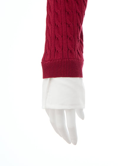 INGNI（イング） シャツレイヤード風ケーブルニット ｱｶ/ｵﾌﾎﾜｲﾄ