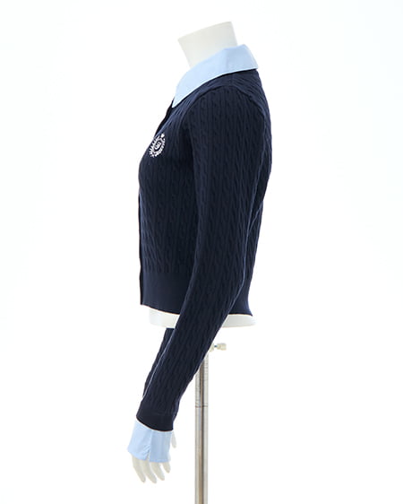 INGNI（イング） シャツレイヤード風ケーブルニット ｺﾝ/ﾌﾞﾙｰ