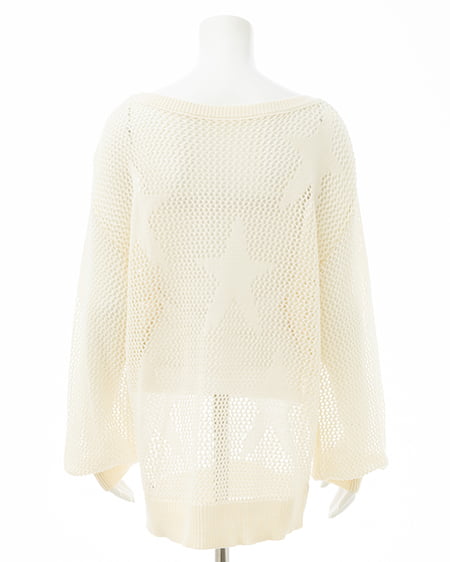 INGNI（イング） アソート柄メッシュチュニックニット ｵﾌﾎﾜｲﾄ