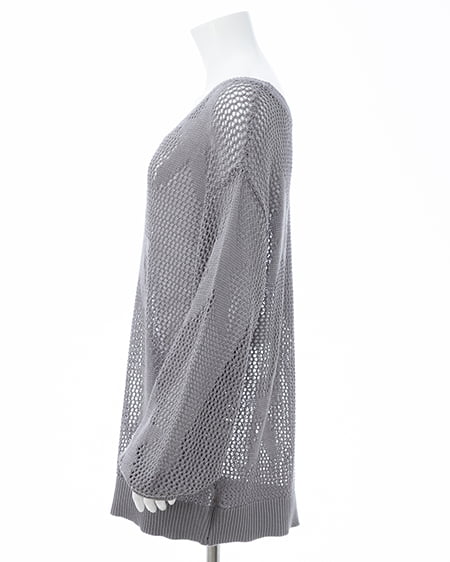 INGNI（イング） アソート柄メッシュチュニックニット ｸﾞﾚｰ