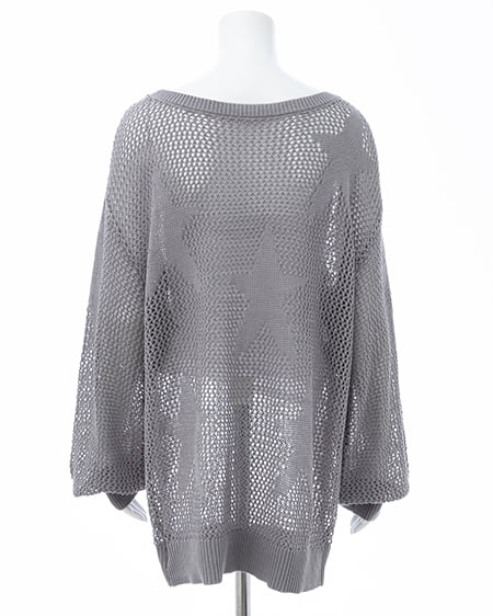 INGNI（イング） アソート柄メッシュチュニックニット ｸﾞﾚｰ