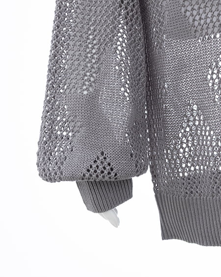 INGNI（イング） アソート柄メッシュチュニックニット ｸﾞﾚｰ