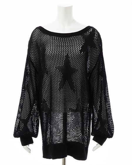 INGNI（イング） アソート柄メッシュチュニックニット ｸﾛ