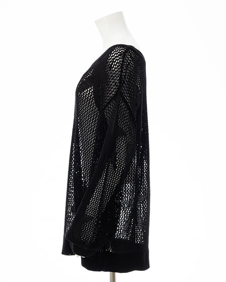 INGNI（イング） アソート柄メッシュチュニックニット ｸﾛ