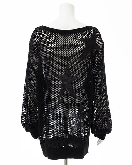 INGNI（イング） アソート柄メッシュチュニックニット ｸﾛ