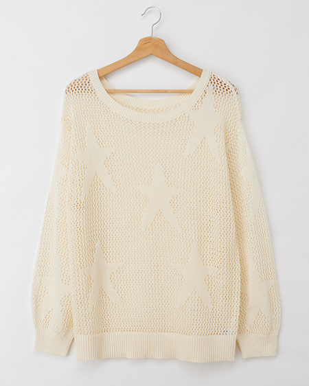 アソート柄メッシュチュニックニット