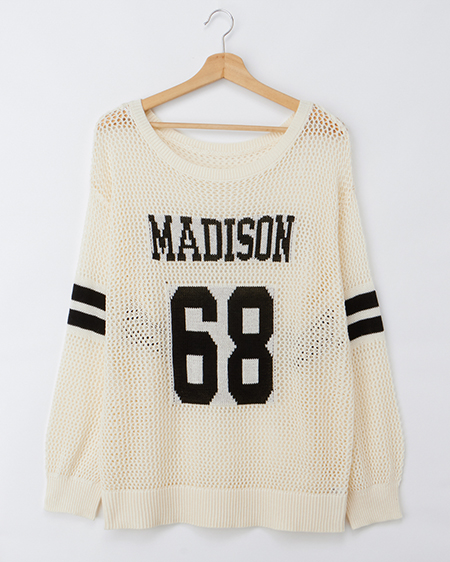 アソート柄メッシュチュニックニット