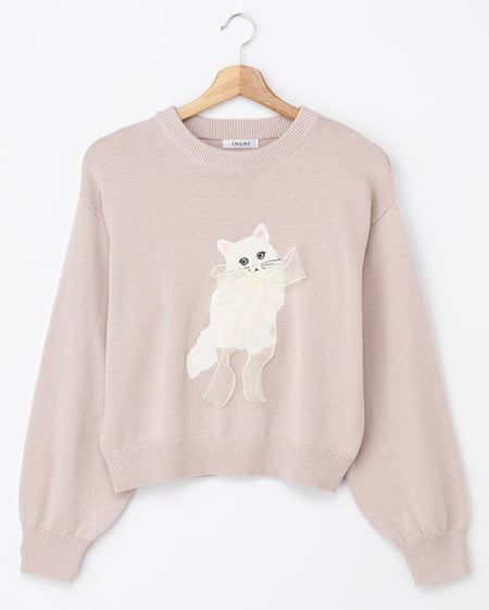 フェザーねこニット