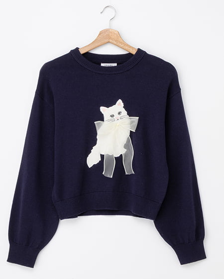 フェザーねこニット