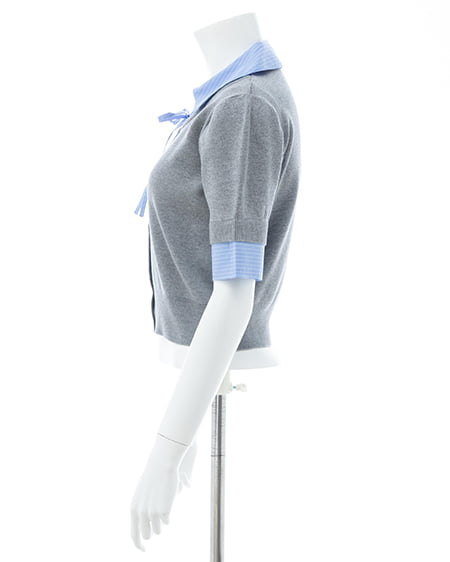 INGNI（イング） シャツレイヤード風半袖ニット ｸﾞﾚｰ/ﾌﾞﾙｰｽﾄﾗｲﾌﾟ