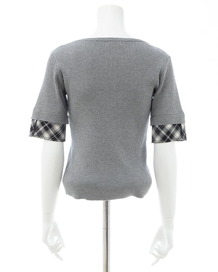 INGNI(イング) チェックシャツレイヤード風半袖ニット グレー/クロチェック