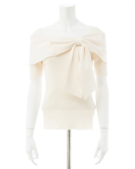 INGNI（イング） リボンオフショル半袖ニット ｱｲﾎﾞﾘｰ