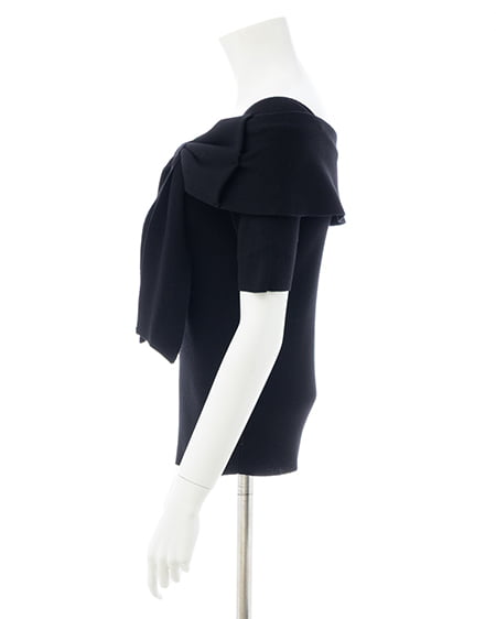 INGNI（イング） リボンオフショル半袖ニット ｸﾛ