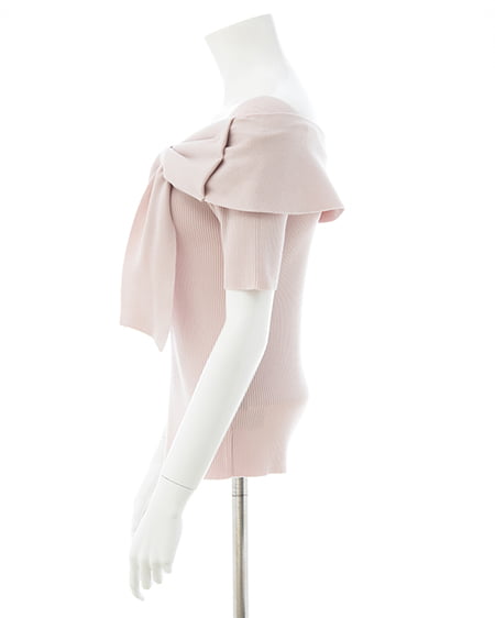 INGNI（イング） リボンオフショル半袖ニット ﾋﾟﾝｸ