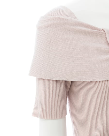 INGNI（イング） リボンオフショル半袖ニット ﾋﾟﾝｸ