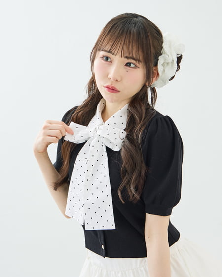 ボウタイドッキング半袖ニット