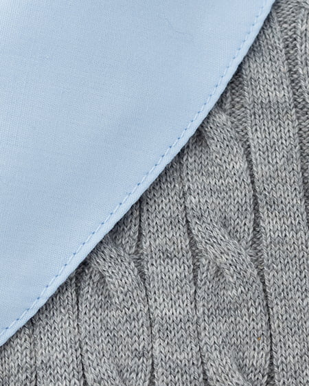 INGNI（イング） ケーブル柄裾シャツ半袖ニット ｸﾞﾚｰ/ﾌﾞﾙｰ