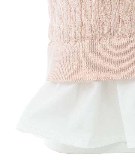 INGNI（イング） ケーブル柄裾シャツ半袖ニット ﾋﾟﾝｸ/ｵﾌﾎﾜｲﾄ