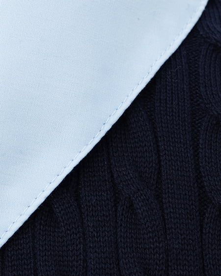 INGNI（イング） ケーブル柄裾シャツ半袖ニット ｺﾝ/ﾌﾞﾙｰ