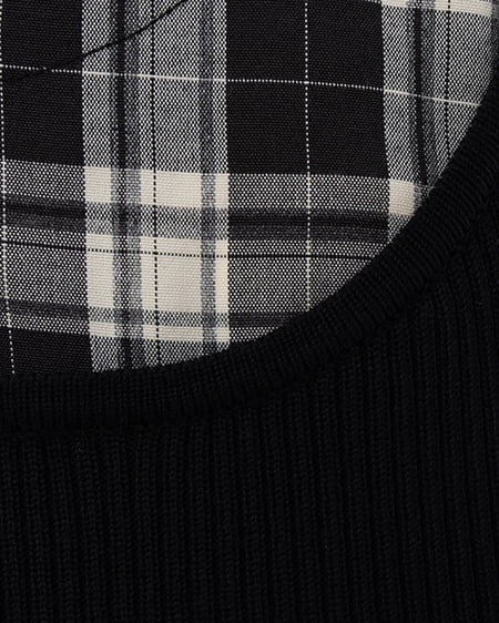 INGNI（イング） アソート柄シャツドッキング半袖リブニット ｸﾛ/ｸﾛﾁｪｯｸ