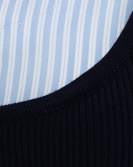 INGNI（イング） アソート柄シャツドッキング半袖リブニット ｺﾝ/ﾌﾞﾙｰｽﾄﾗｲﾌﾟ