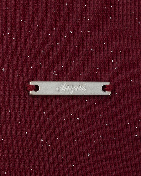 INGNI（イング） プレート付ヘンリーネックレイヤードラメリブトップス ﾎﾞﾙﾄﾞｰ/ｵﾌﾎﾜｲﾄ