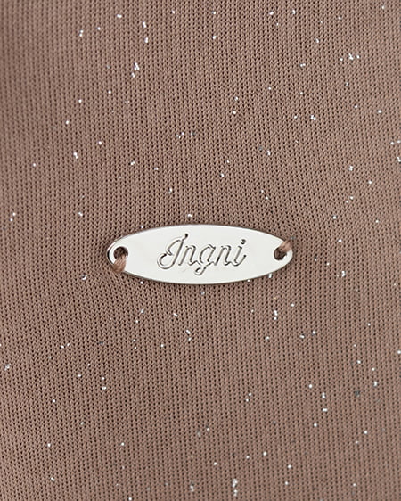 INGNI(イング) プレート付ラメダンボールダブルジップパーカー モカ