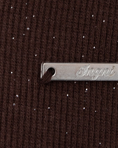 INGNI(イング) 襟付きジップラメリブ長袖トップス ブラウン