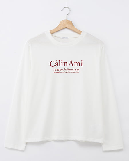 シンプルフロッキーロゴロングTシャツ