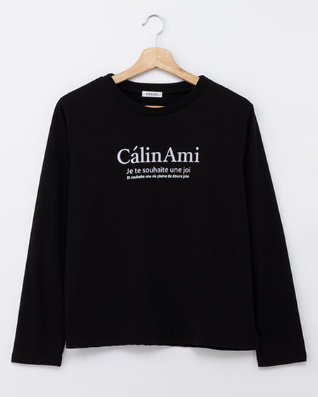 シンプルフロッキーロゴロングTシャツ
