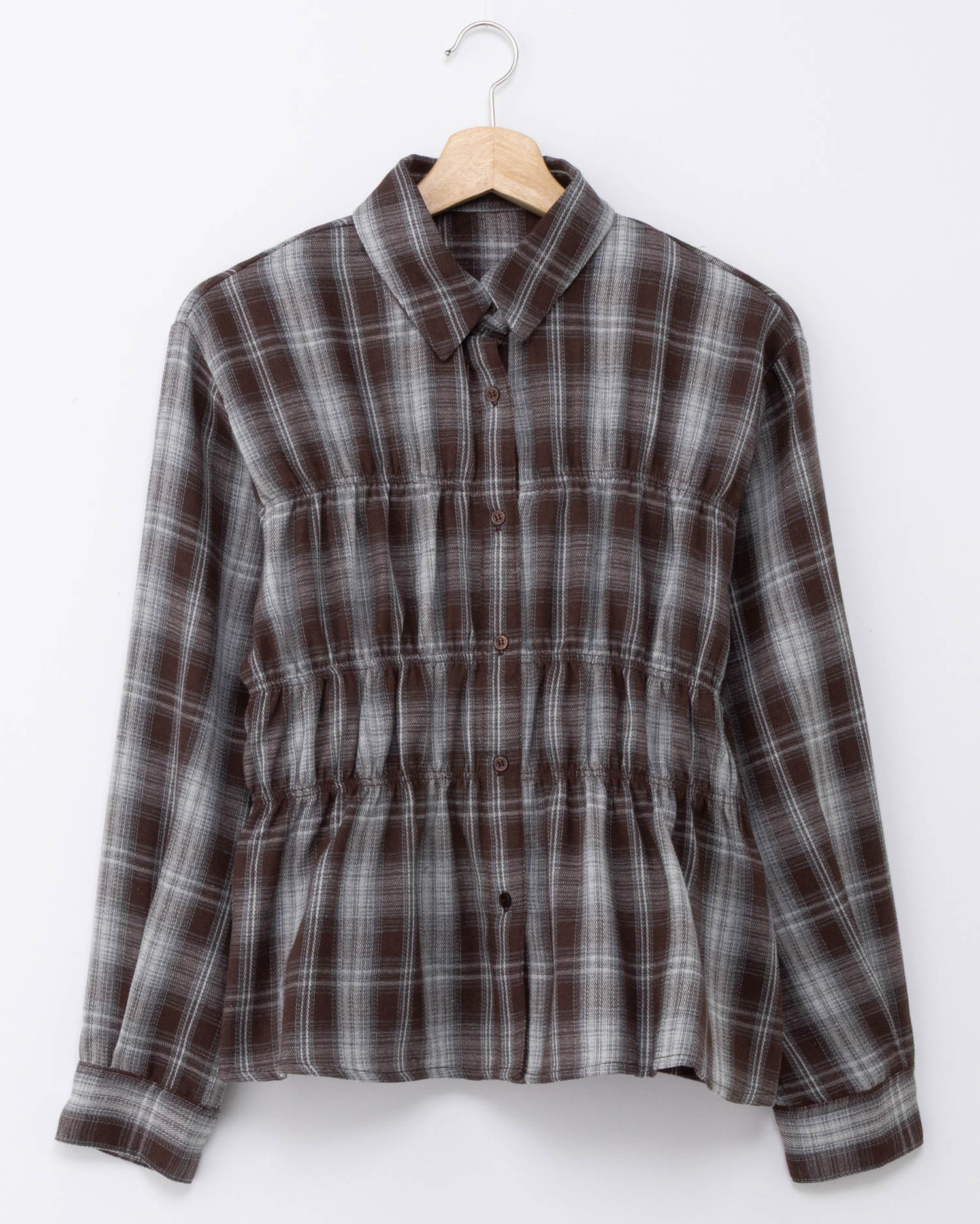 シャーリングチェック柄シャツ