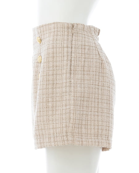 INGNI(イング) 金ボタンツイードショートパンツ ベージュ/ツイード