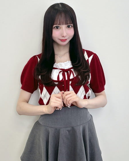 フロントリボンレイヤード風アーガイルニット