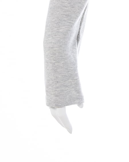 INGNI(イング) ヘンリーネックレース付プレートロゴ長袖リブトップス グレー