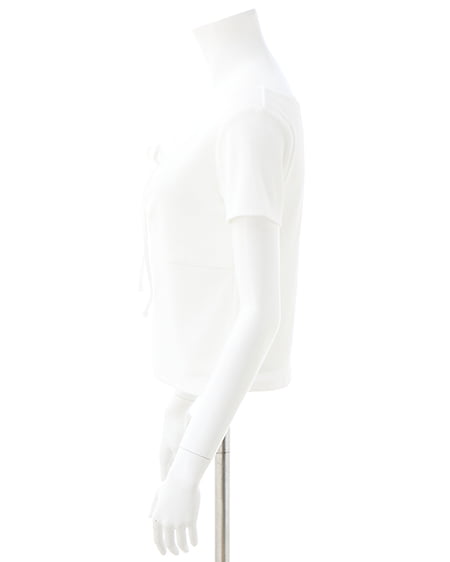 INGNI（イング） レース付フロントギャザーリボンリブトップス ｵﾌﾎﾜｲﾄ