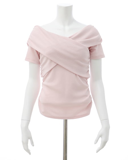 INGNI（イング） クロスオフショルトップス ﾋﾟﾝｸﾍﾞｰｼﾞｭ