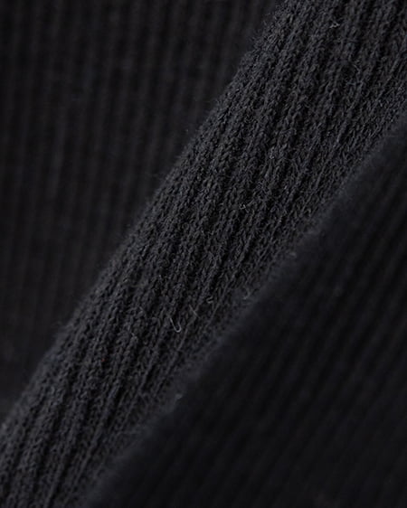 INGNI（イング） ヘンリーネックレース付プレートロゴ半袖リブトップス ｸﾛ