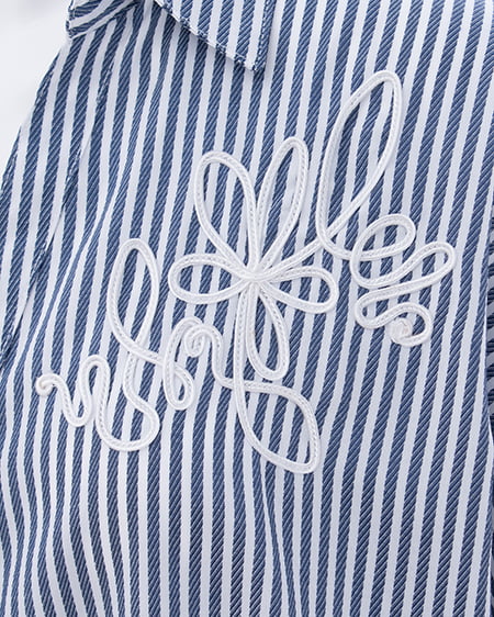 INGNI（イング） コード刺繍タケノコシャツ ｺﾝ/ｽﾄﾗｲﾌﾟ