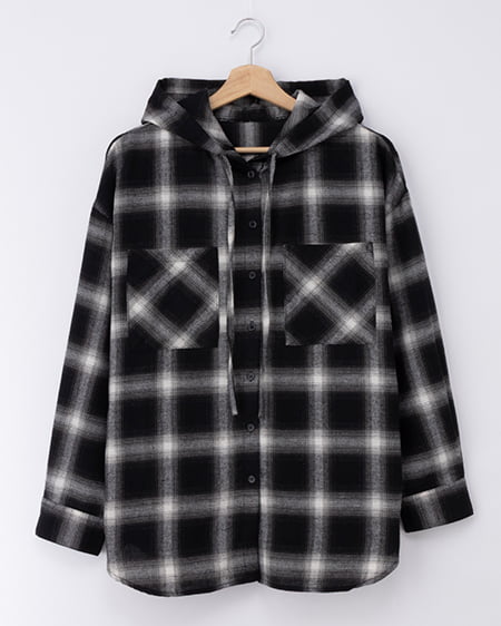 【WEB限定】フードビッグチェックシャツ