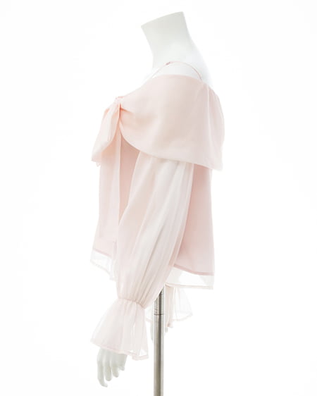 INGNI（イング） シアーオフショルリボンブラウス ﾋﾟﾝｸ