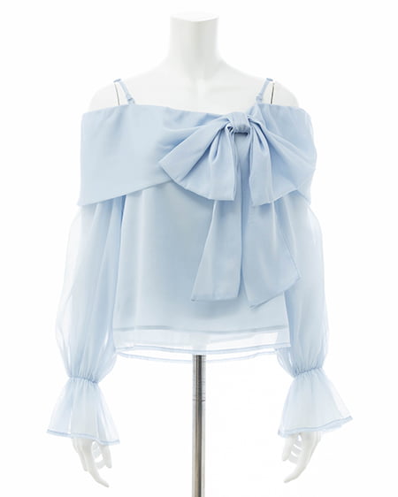 INGNI（イング） シアーオフショルリボンブラウス ｻｯｸｽ