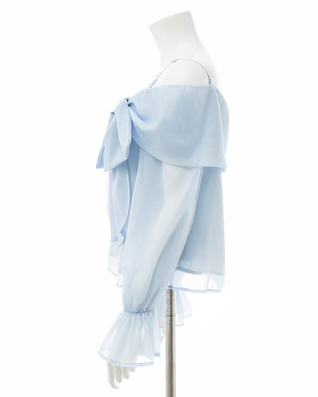 INGNI（イング） シアーオフショルリボンブラウス ｻｯｸｽ