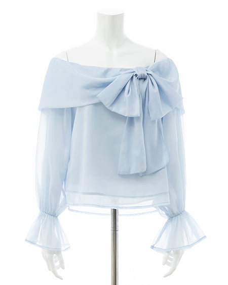 INGNI（イング） シアーオフショルリボンブラウス ｻｯｸｽ