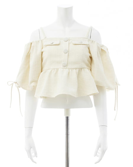 INGNI（イング） ツイードペプラムオフショルブラウス ｱｲﾎﾞﾘｰ