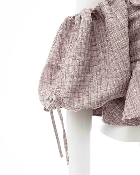 INGNI（イング） ツイードペプラムオフショルブラウス ﾋﾟﾝｸ