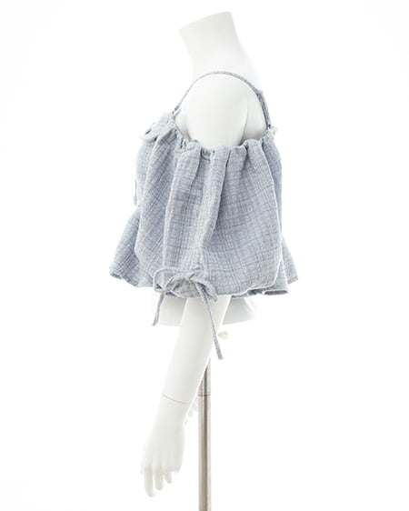 INGNI（イング） ツイードペプラムオフショルブラウス ｻｯｸｽ