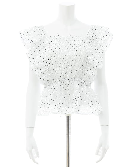 INGNI（イング） フリルペプラムブラウス ｵﾌﾎﾜｲﾄ/ﾄﾞｯﾄ